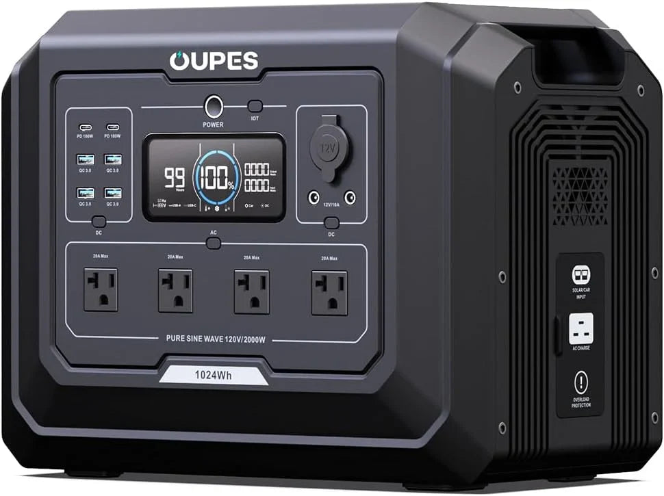 Portable Power Station 2000W 1024Wh LiFePO4 Battery - Mega 1