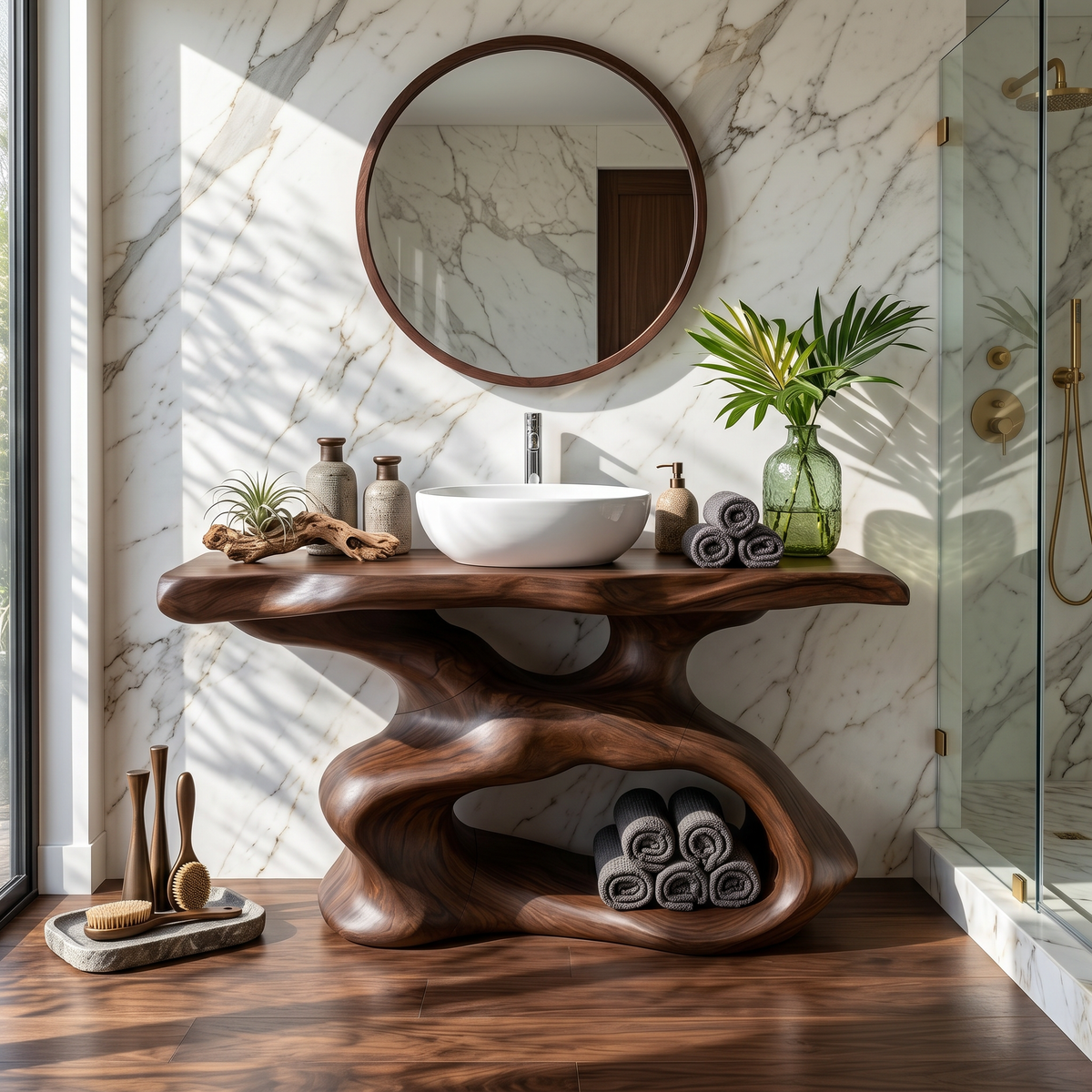 Farmhouse Bathroom Vanity, Rustic Solid Wood Vanity for Classic Baths