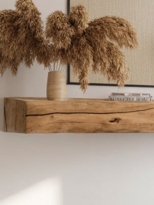 Live Edge Fireplace Mantel, Rustic Solid Wood Beam Shelf