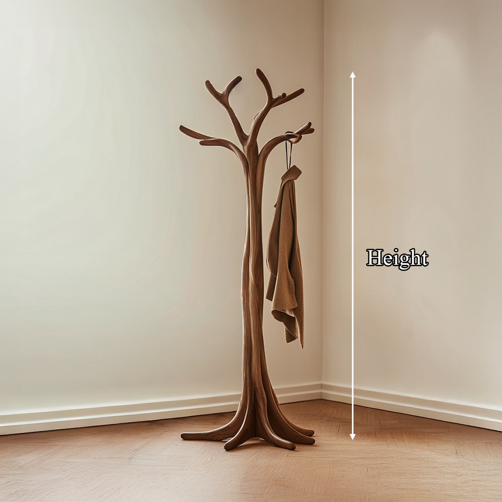 Tree Branch Coat Rack Freestanding, Rustic Solid Wood Hat Stand