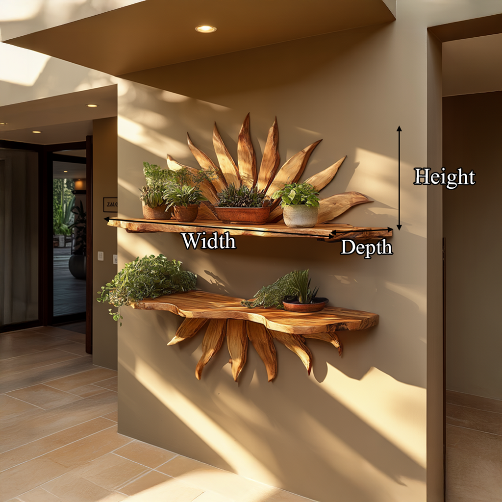 Boho Crescent Moon Wall Shelf, Handcrafted Wood Floating Display Shelf