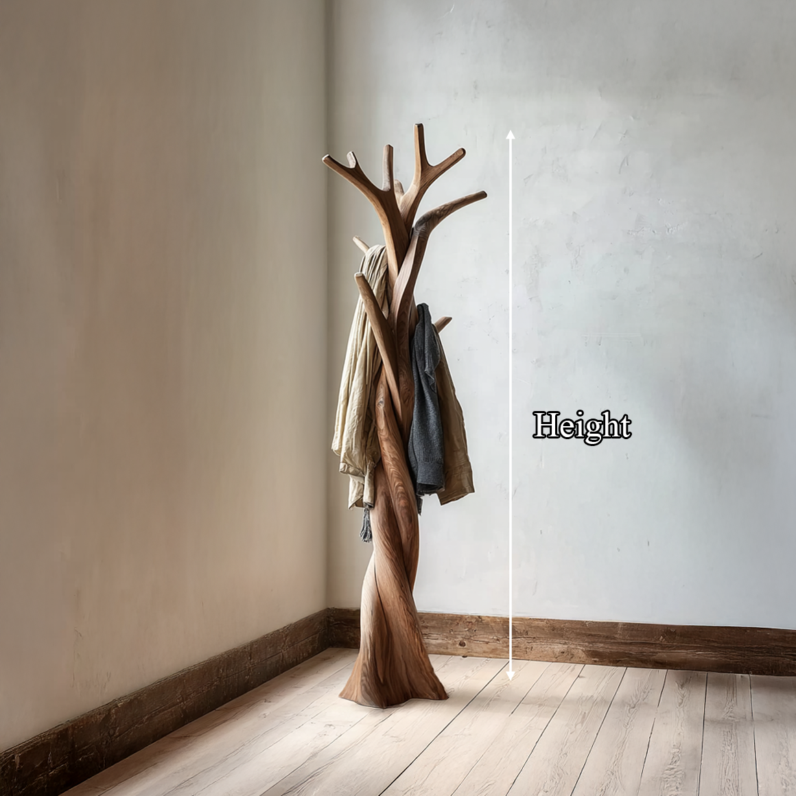 Twisted Tree Branch Coat Rack, Freestanding Wood Entryway Hat Stand