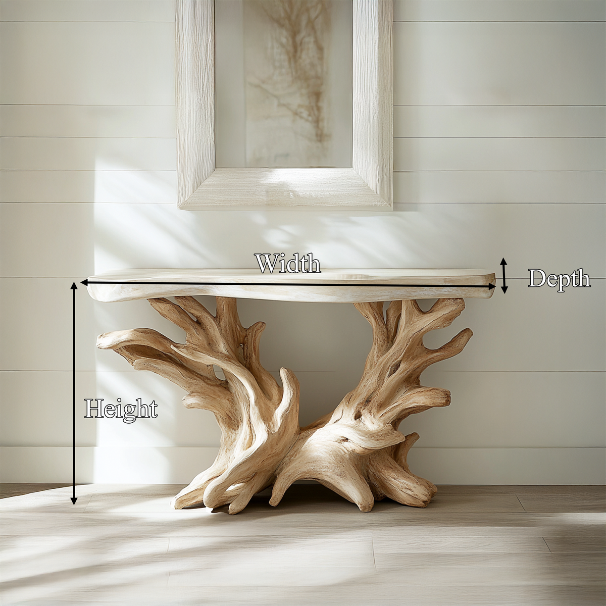 Coastal Console Table with Open Shelf, Rustic Solid Wood Sofa Table