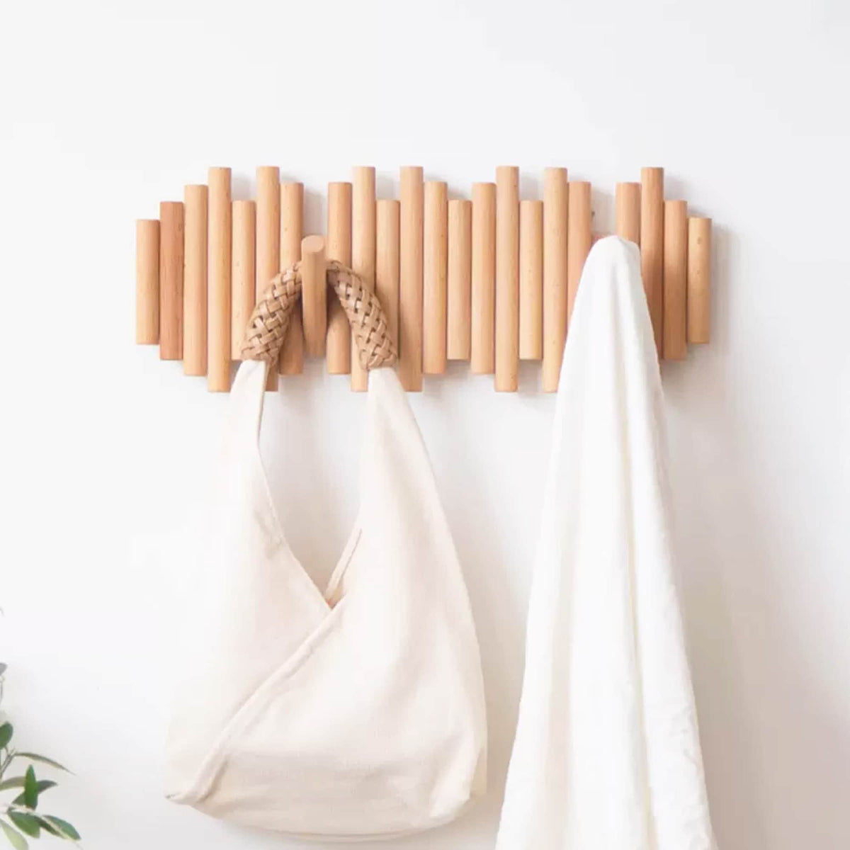 Piano Coat Hooks, Modern Wood Wall Rack for Keys, Hats and Coats