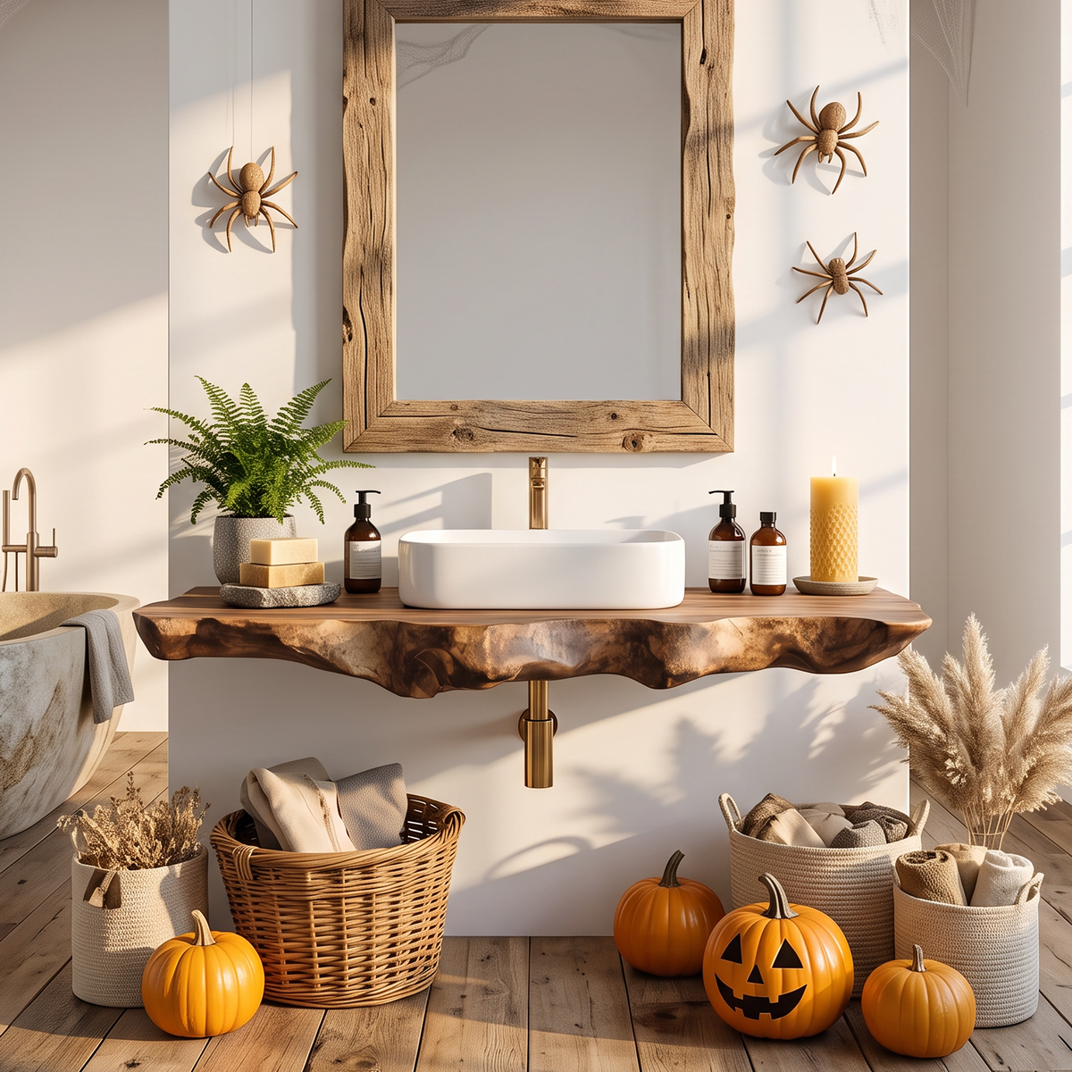 Live Edge Bathroom Sink Shelf, Wall Mounted Solid Wood Vanity Top