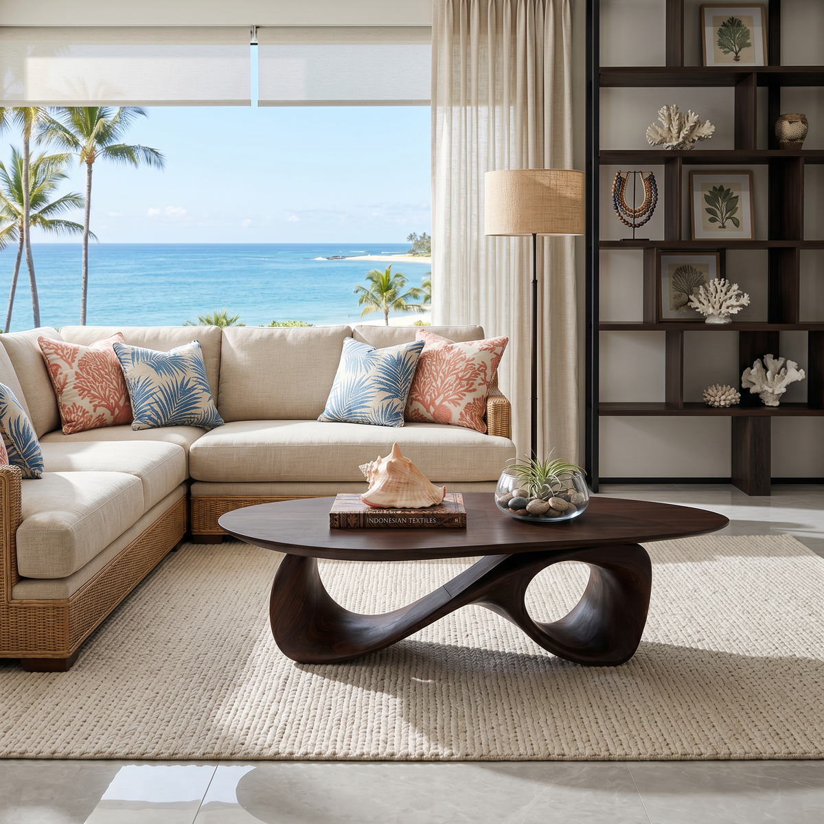 Rustic Coffee Table, Low Solid Wood Center Table for Living Room