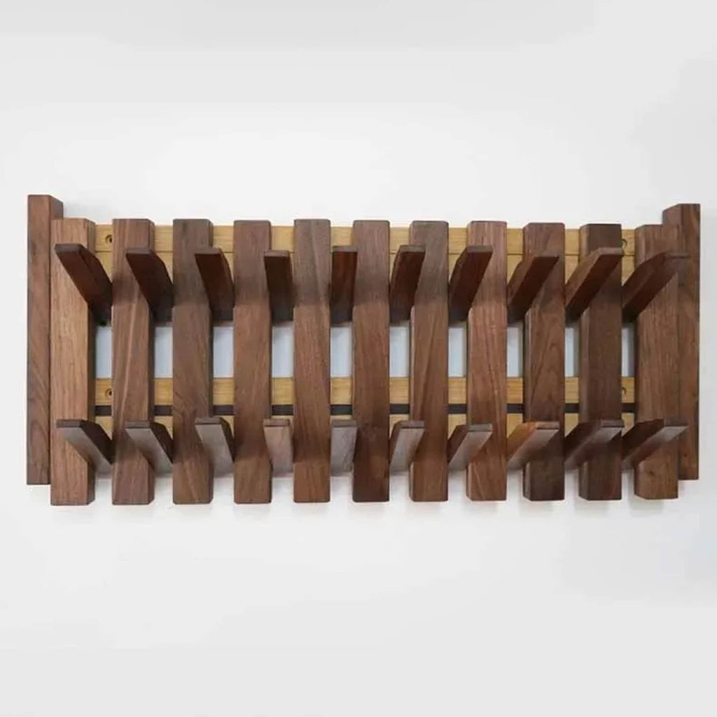 Piano Coat Rack Wall Mount, Solid Wood Entryway Hooks for Music Lovers