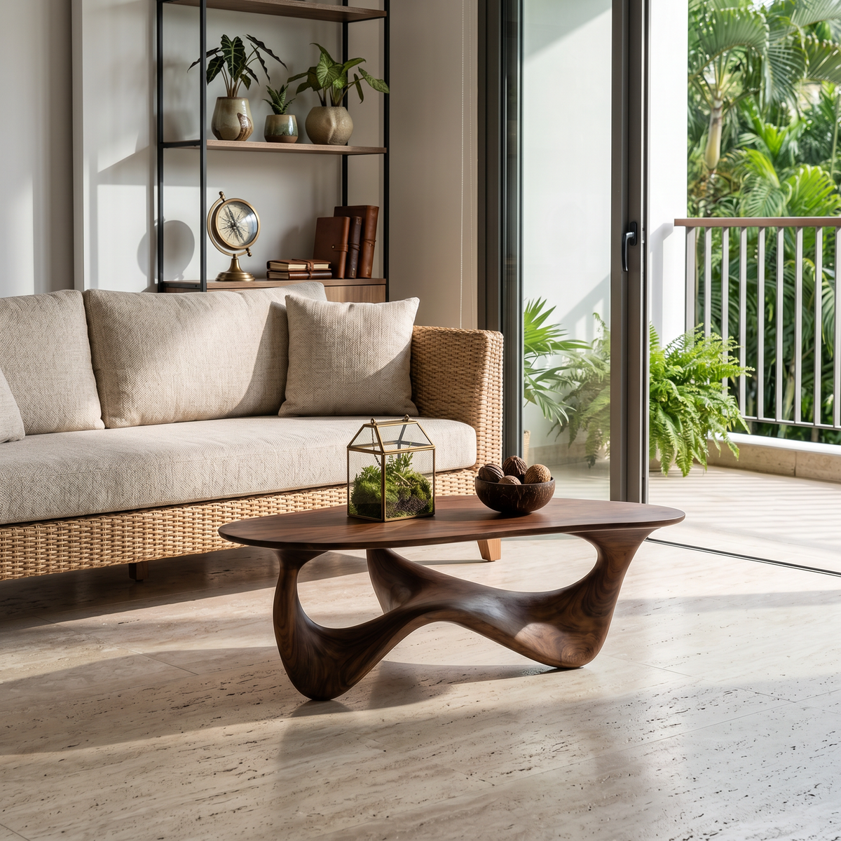 Live Edge Coffee Table, Rustic Solid Wood Low Table for Living Room
