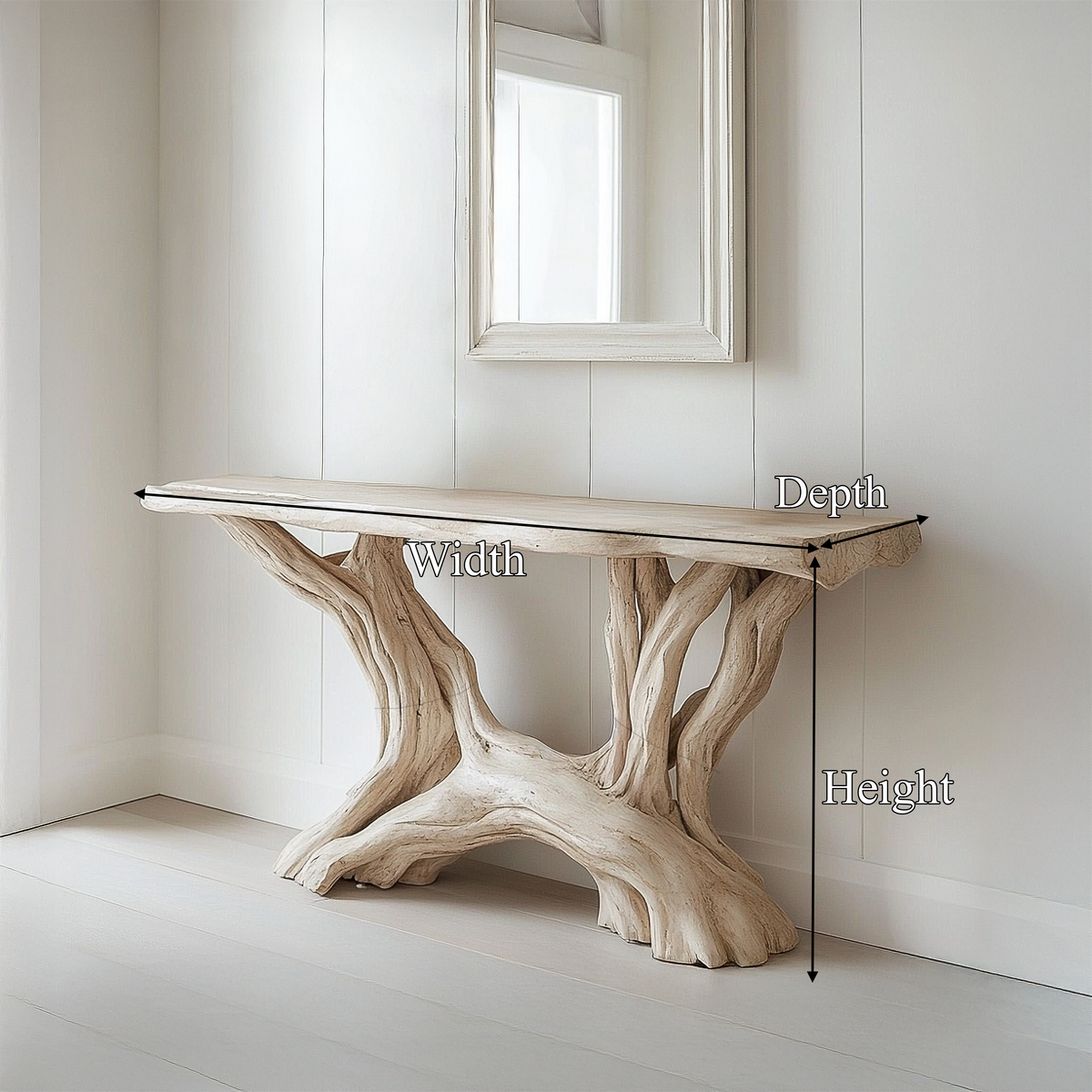 Console Table, Coastal Rustic Solid Wood Entryway Table with Shelves