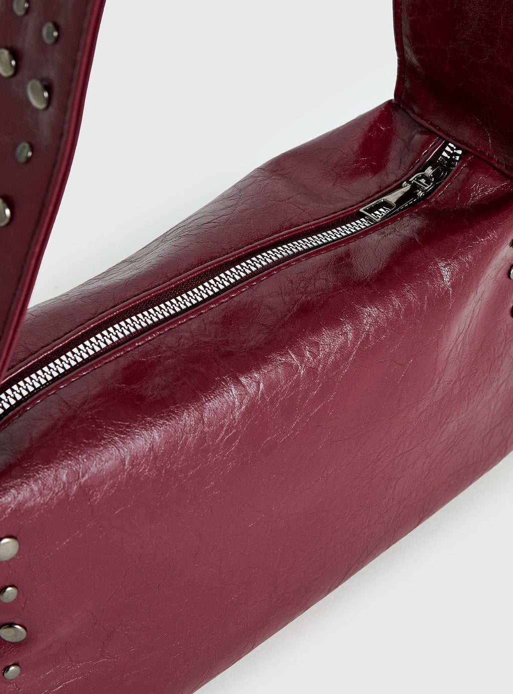Stud Detail Shoulder Bag Burgundy