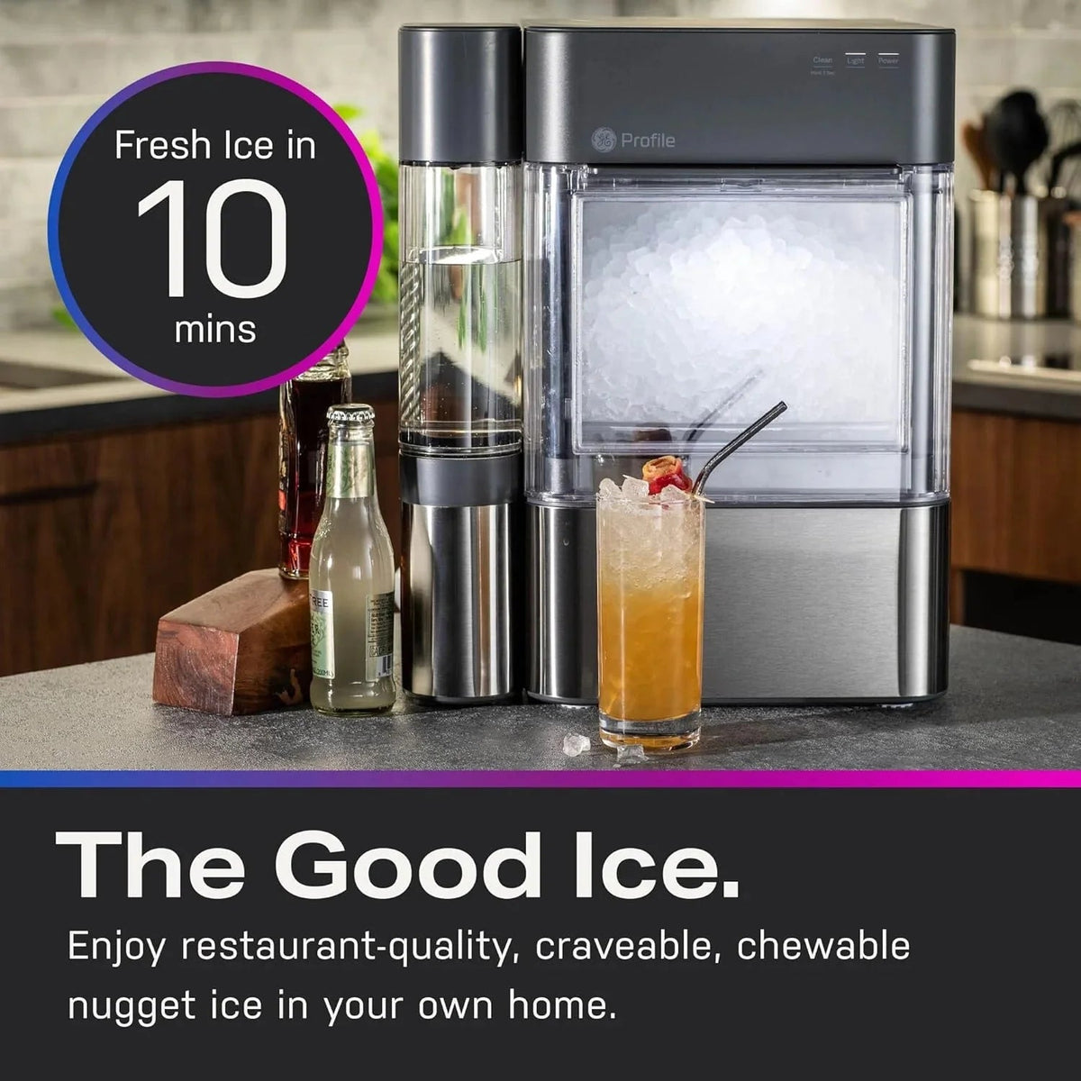 GE Profile Opal 2.0 Countertop Nugget Ice Maker With 0.75 Gallon Tank, 38 lbs/24 Hours, Stainless Steel