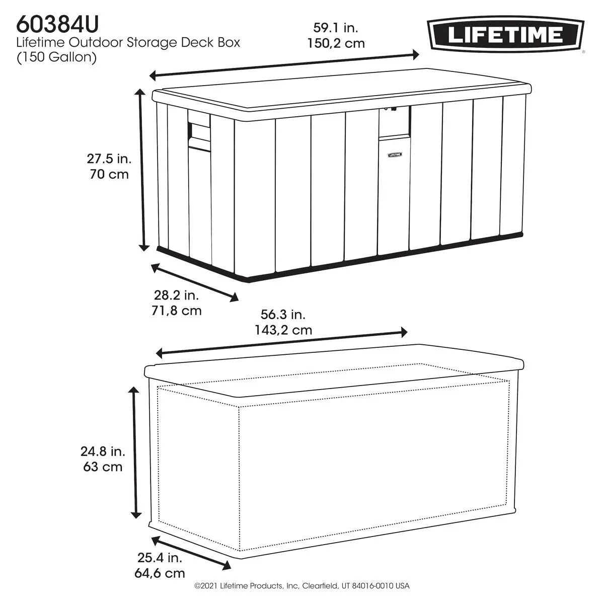 Lifetime Outdoor Storage Deck Box 568 Litre Grey Plastic - 60384U