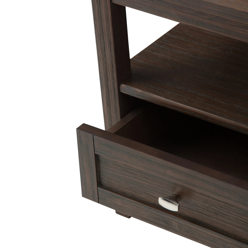 Solid Wood Rectangle End Table With Drawer And Shelf, 18.1in D x 20in W x 19.5in H - Norfolk