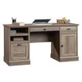 Bowery Hill Traditional Wood Executive Desk With File Drawer, Salt Oak
