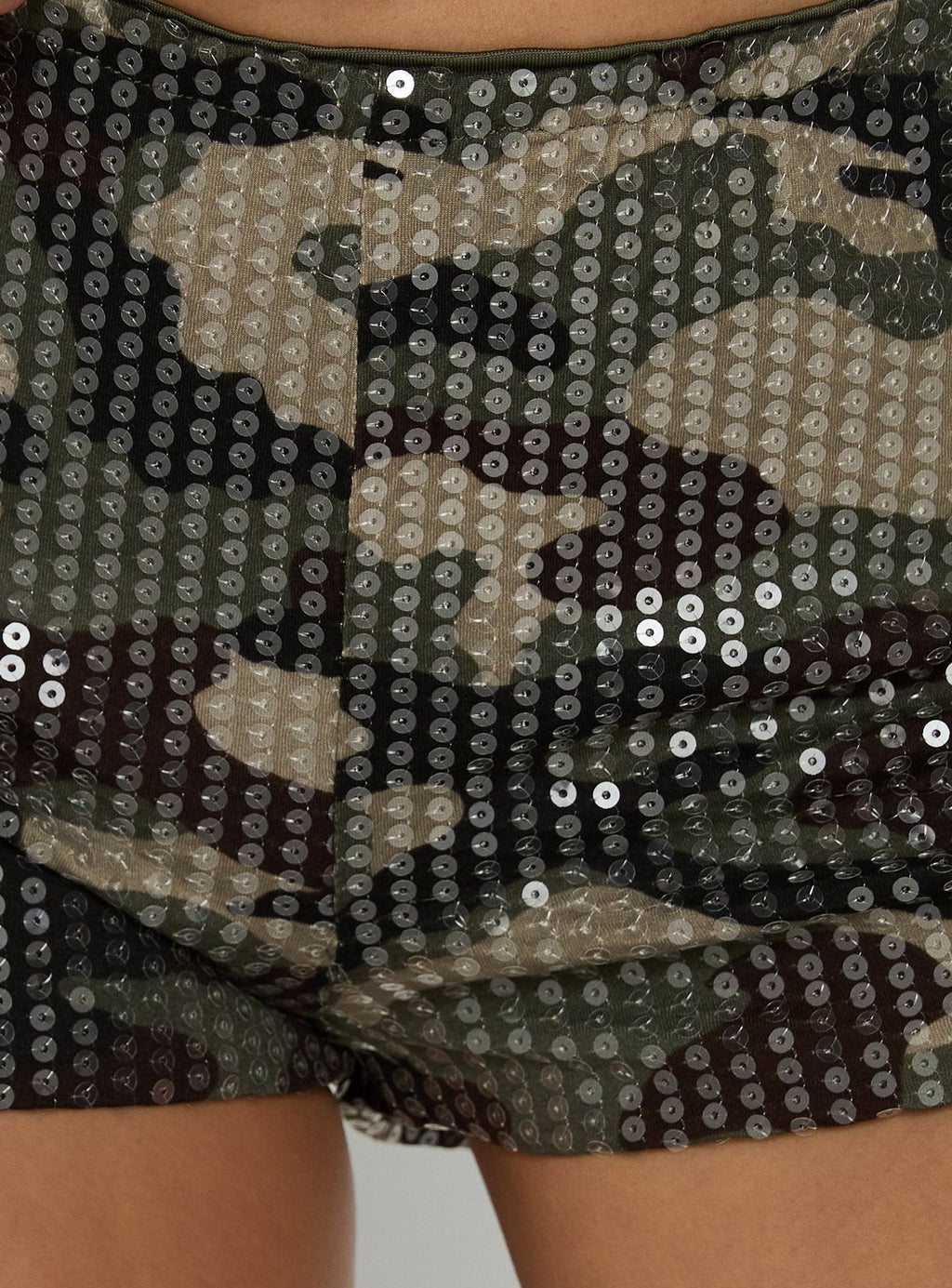 Hot Take Sequin Micro Shorts Camo