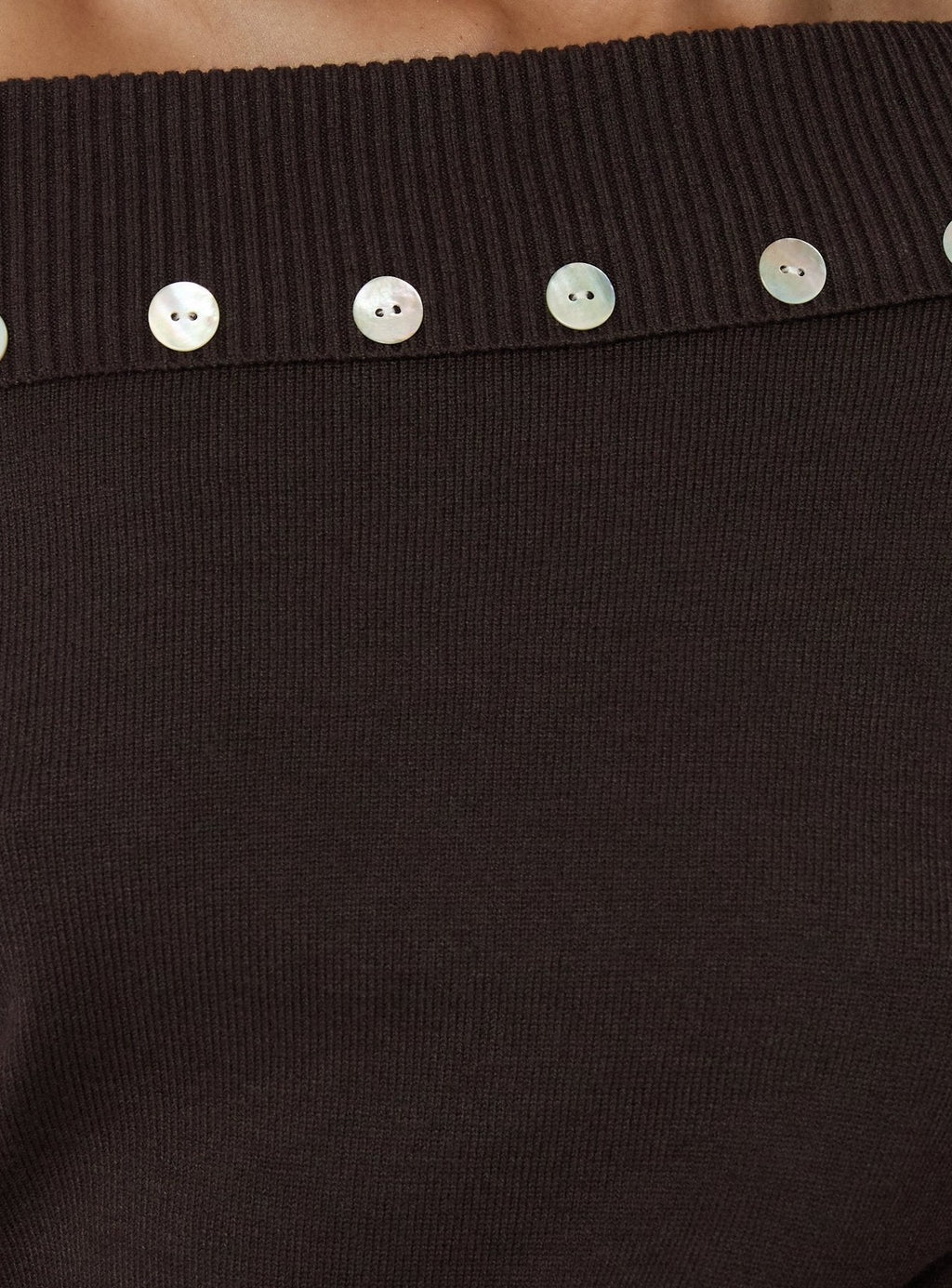 Off Shoulder Foldover Sweater Brown
