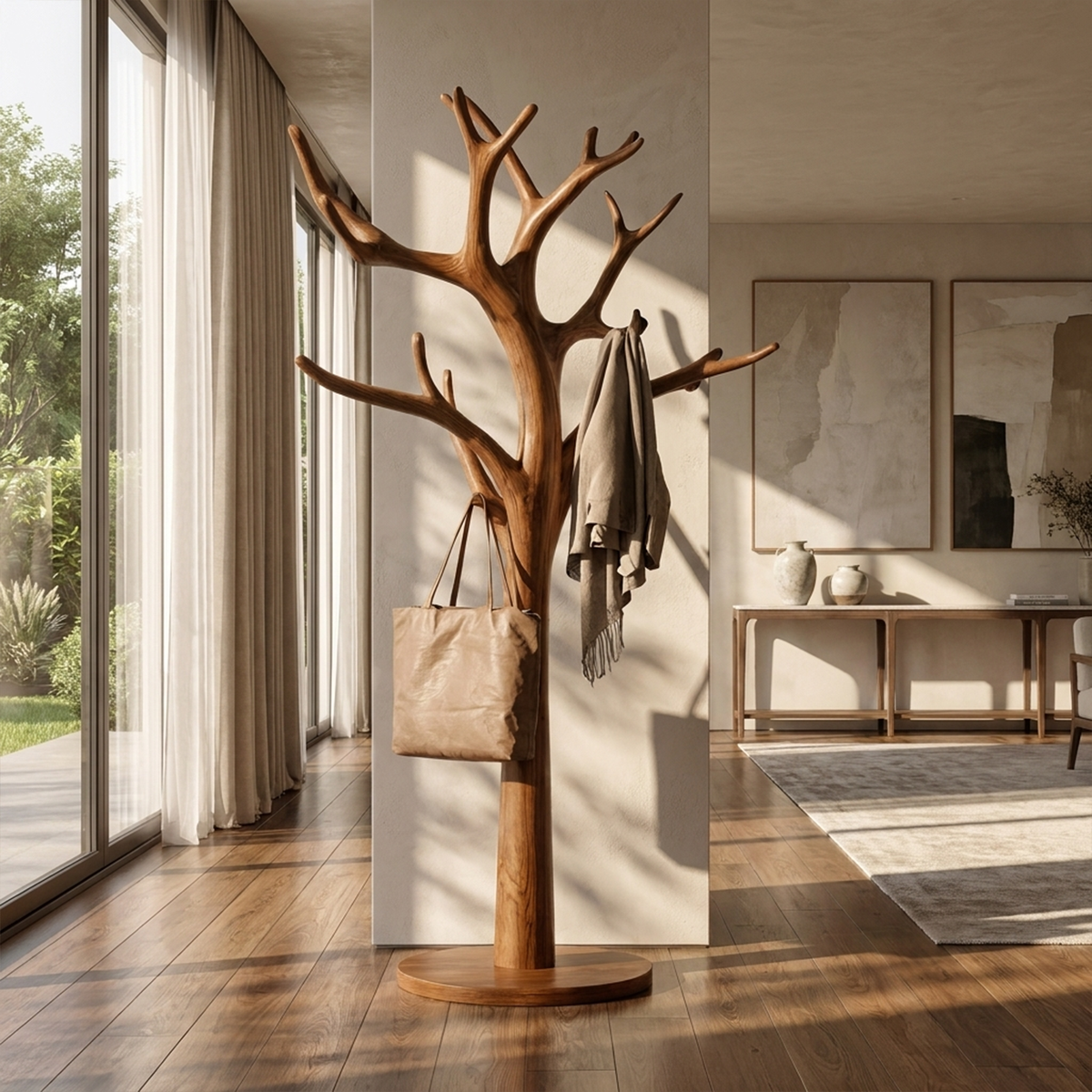 Tree Coat Stand, Rustic Driftwood Branch Coat Rack for Mudroom