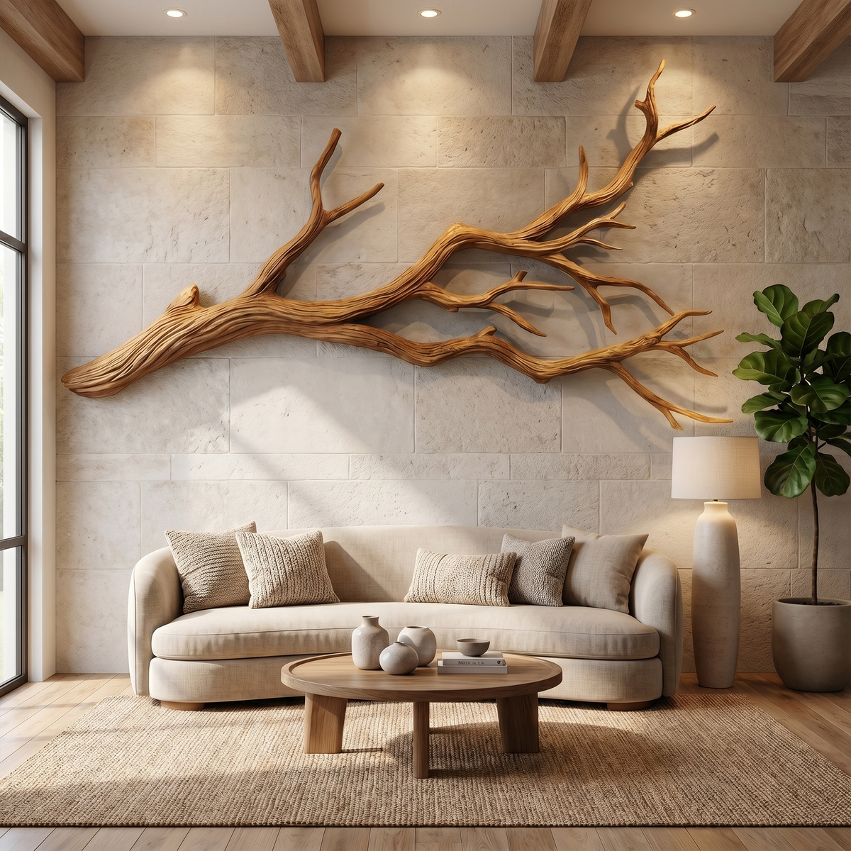 Flowing Wood Branch Wall Sculpture, Contemporary Tree Root Wall Art