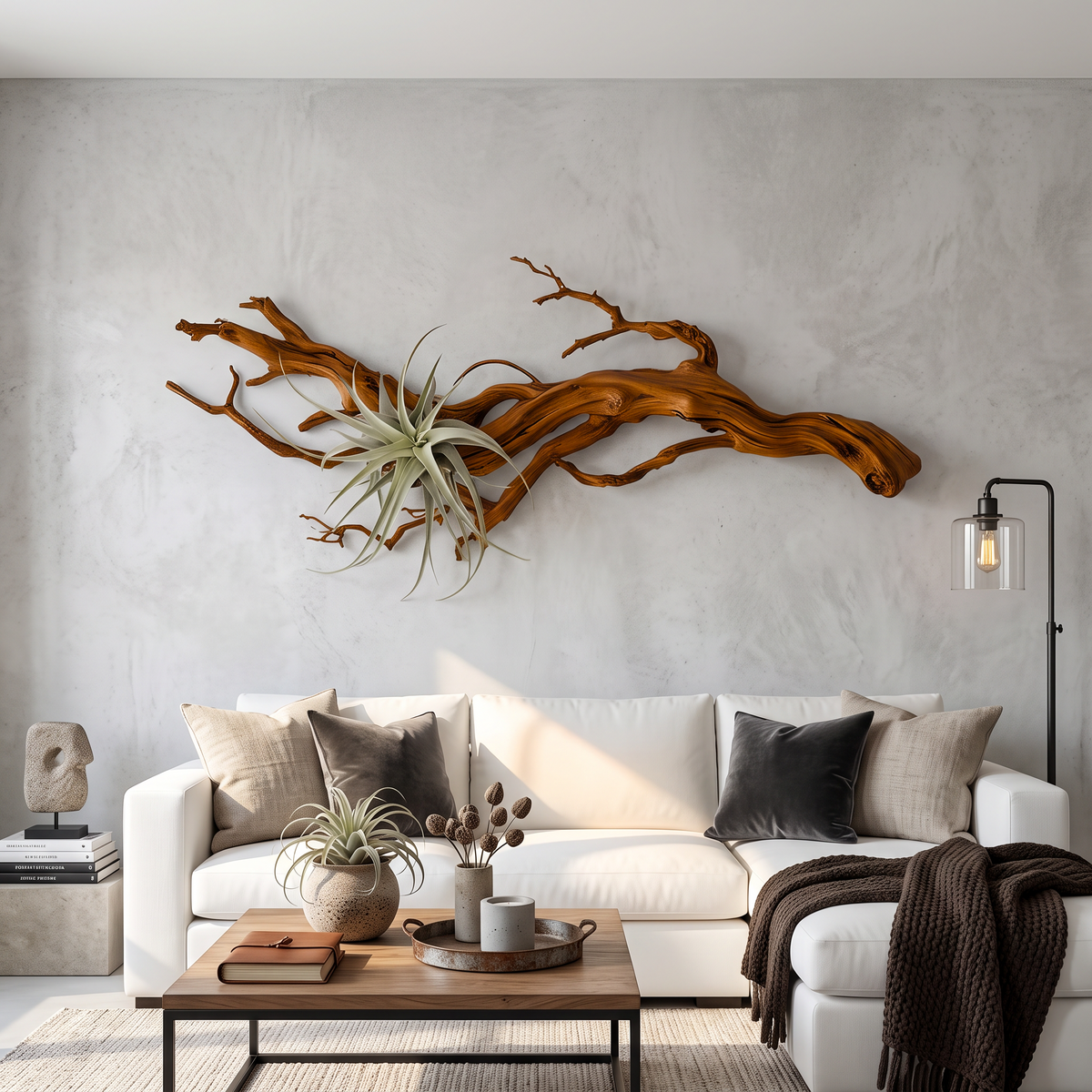 Tree Wall Art, Rustic 3D Wooden Branch Sculpture for Living Room Wall