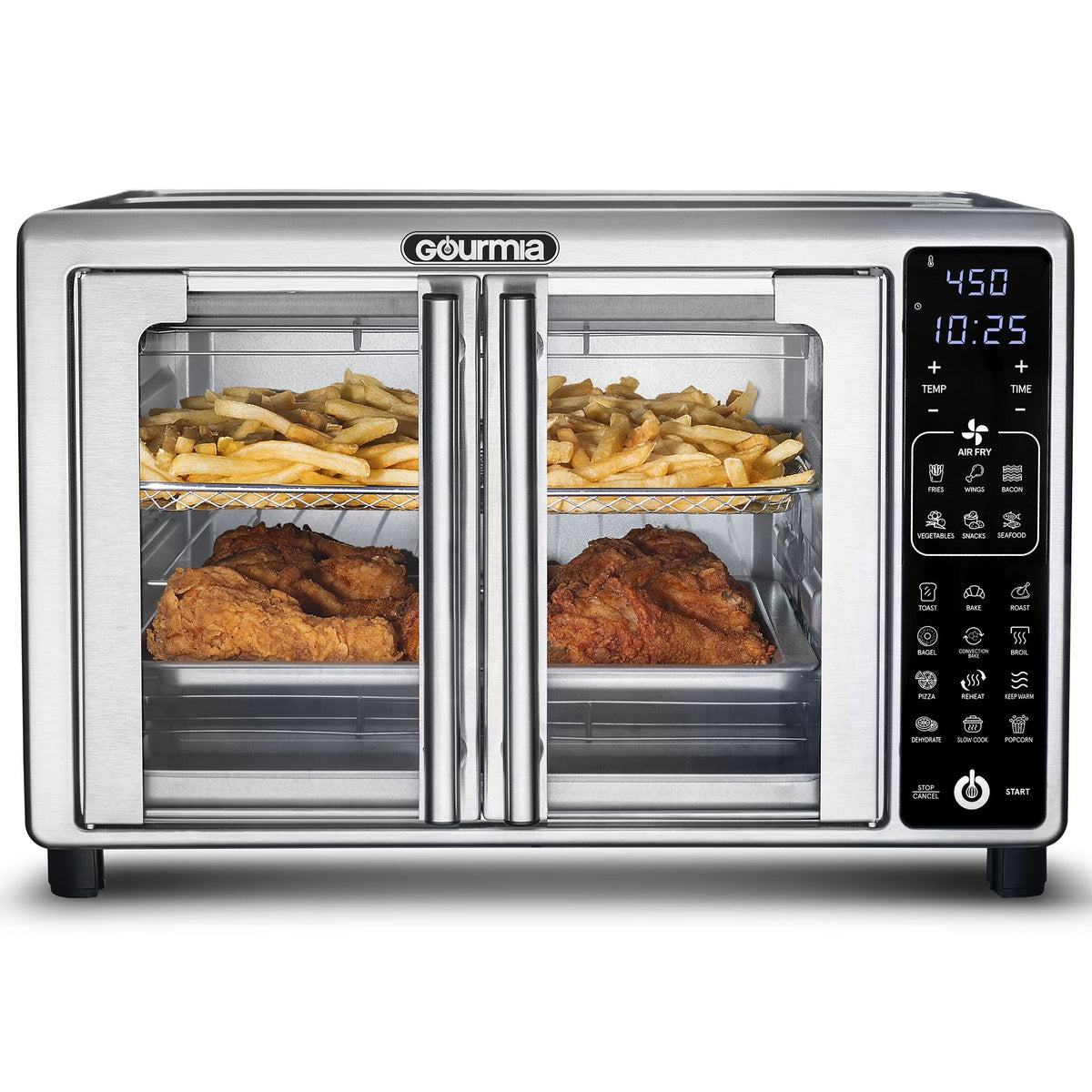 Gourmia French Door Digital Toaster Oven Air Fryer, 6-Slice, 24L, Stainless Steel - GTF2440