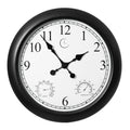 Outdoor Wall Clock With Thermometer And Hygrometer, 24-Inch, Black