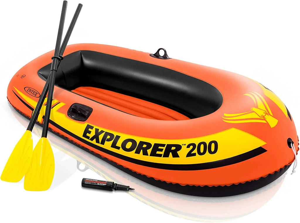 Intex 2-Person Inflatable Boat, 73in L x 37in W, Orange PVC - Explorer 300 Set