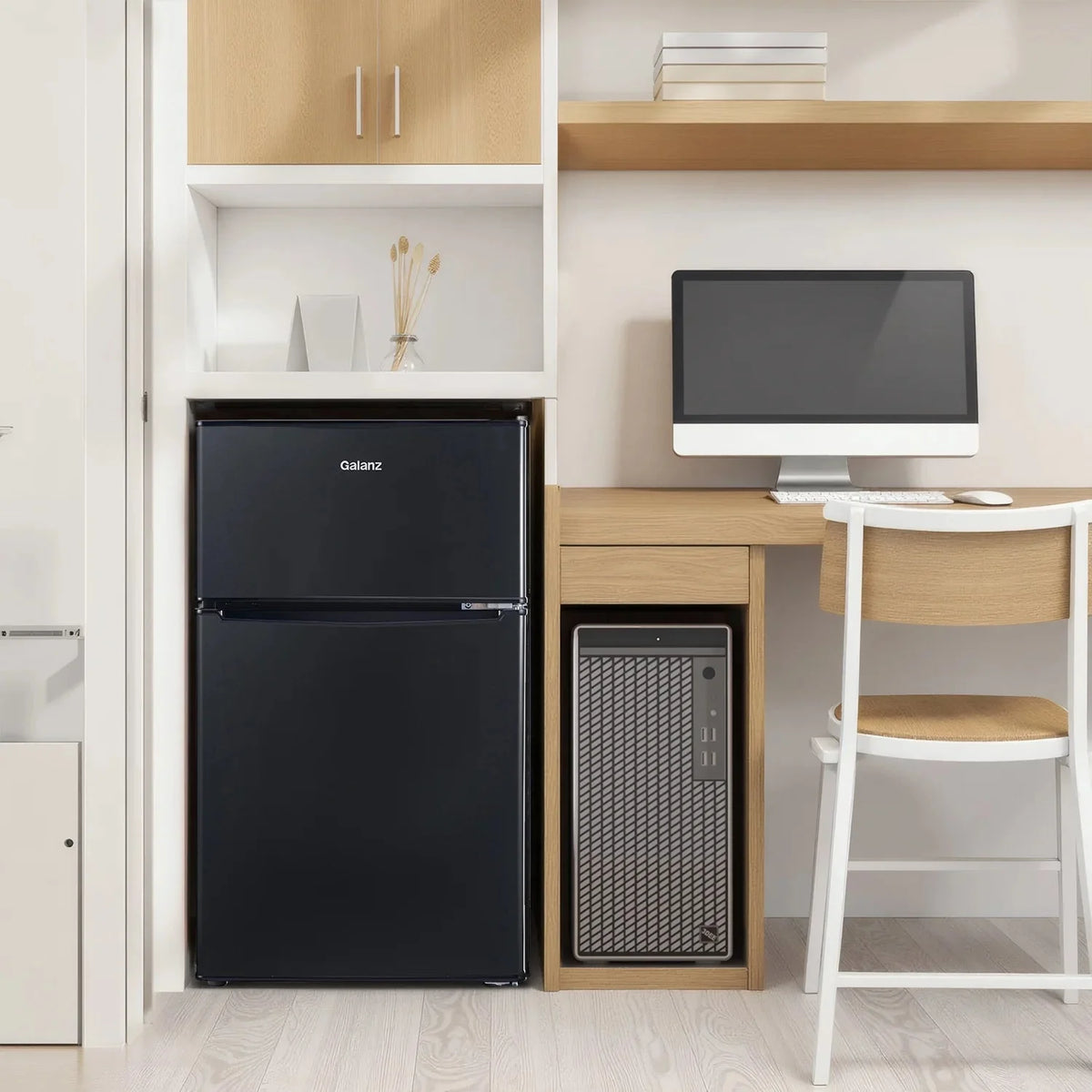Galanz Two Door Mini Fridge, 3.1 Cu Ft, Black