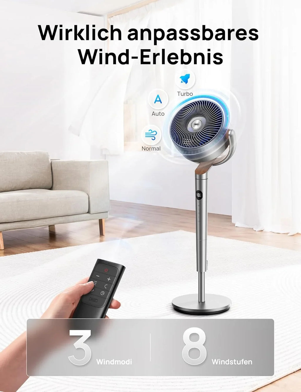 Dreo PolyFan Stand Fan, 20dB, 120 Degree Omni-Directional Oscillation, 35-40 inch - PolyFan 502