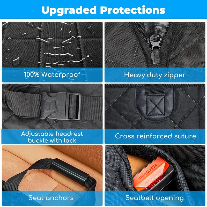 URPOWER Dog Car Seat Cover Extender, Waterproof And Padded With Safety Belt And Mesh Window