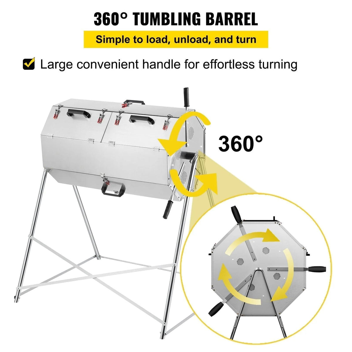 33 Gallon Steel Outdoor Dual-Chamber Compost Tumbler Bin