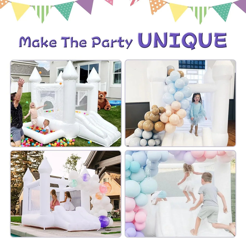 White Oxford Kids Bounce House With Slide And Blower, 103 x 71 x 90 inch, Ages 2-8
