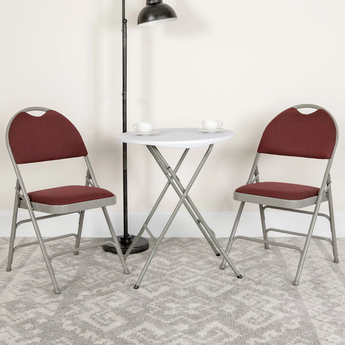 Flash Furniture HERCULES Series Triple-Braced Burgundy Fabric Metal Folding Chair