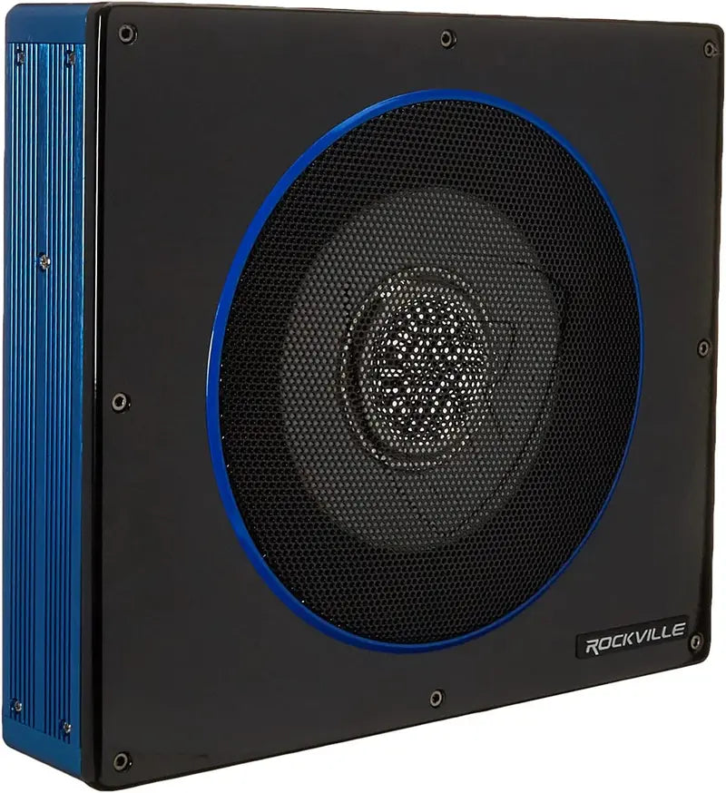 Rockville Slim Low Profile Powered Car Subwoofer 10 in 800 Watt Black - RW10CA