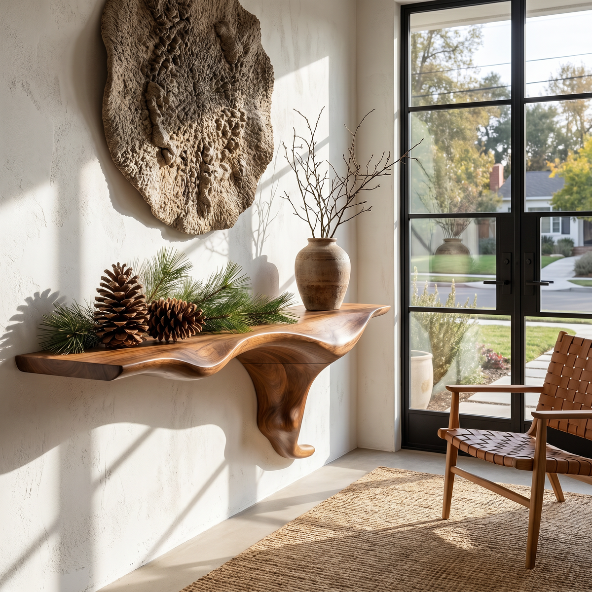 Wall Mounted Console Table, Sculptural Tree Root Entryway Shelf