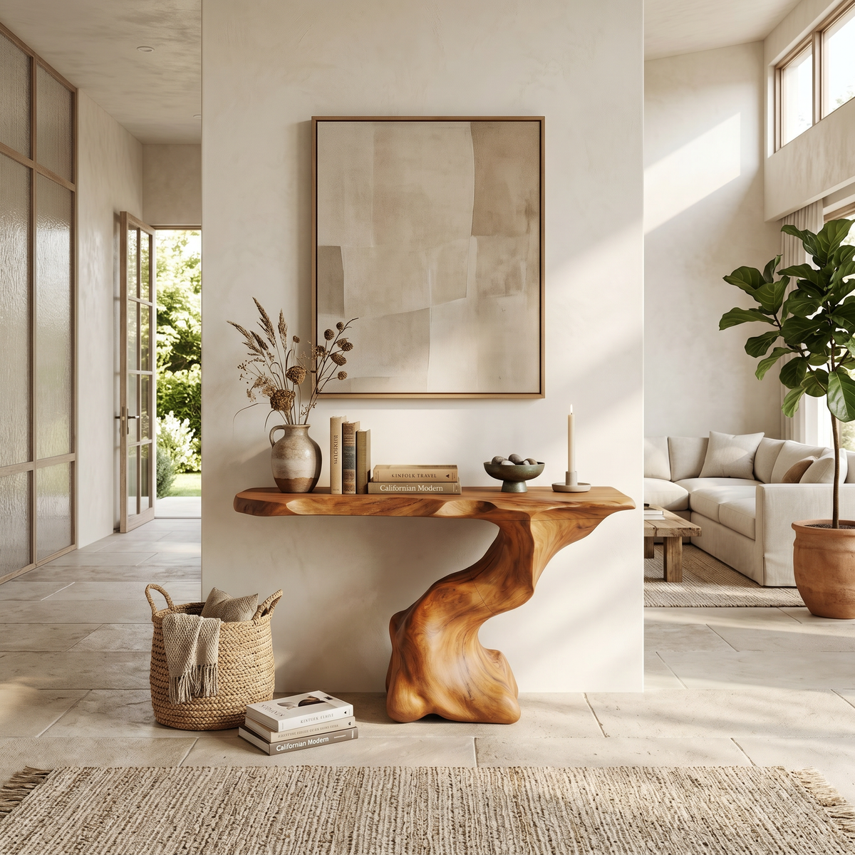 Rustic Entryway Table, Solid Wood Console Table for Hallway and Foyer
