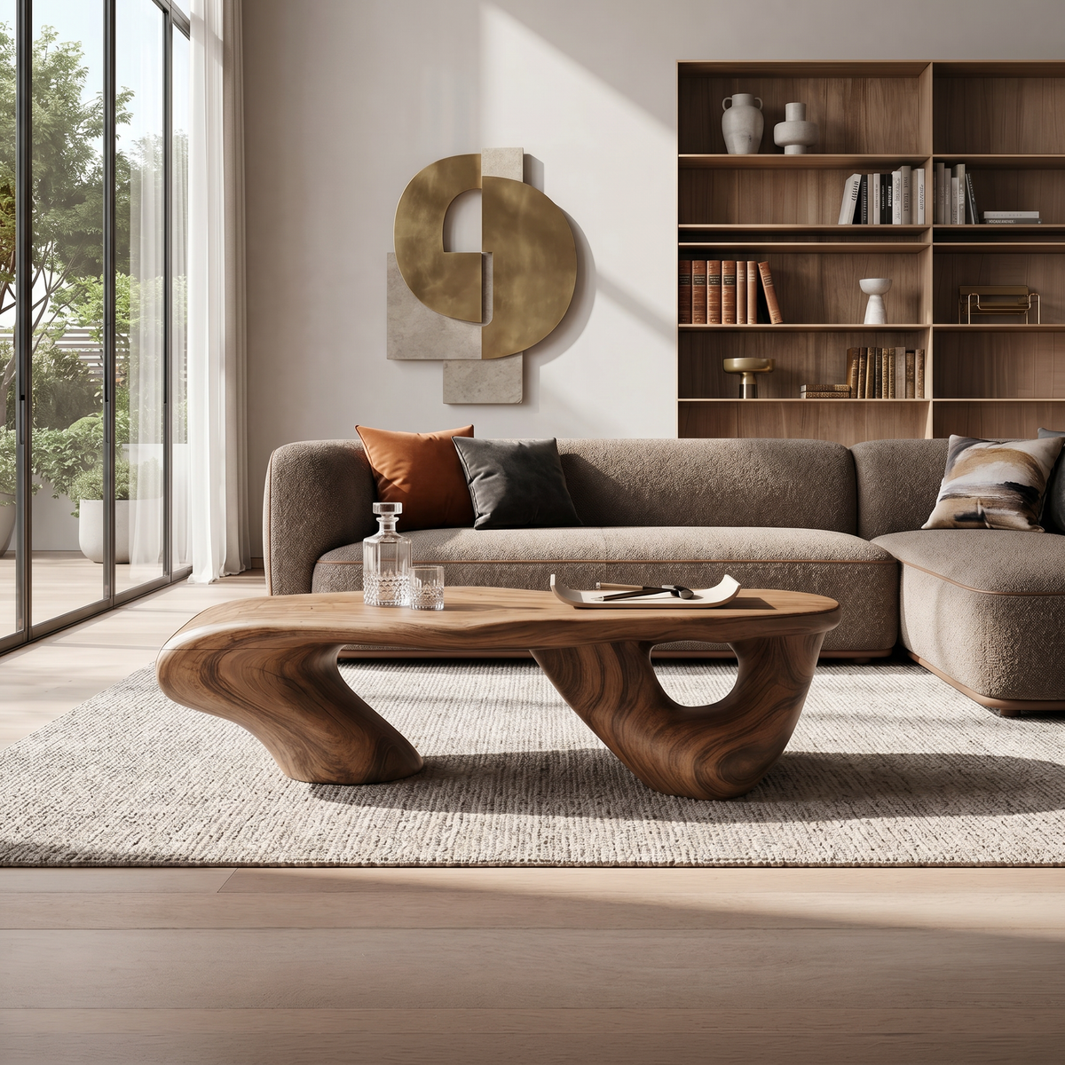 Low Coffee Table, Handcrafted Solid Wood Table for Rustic Living Rooms
