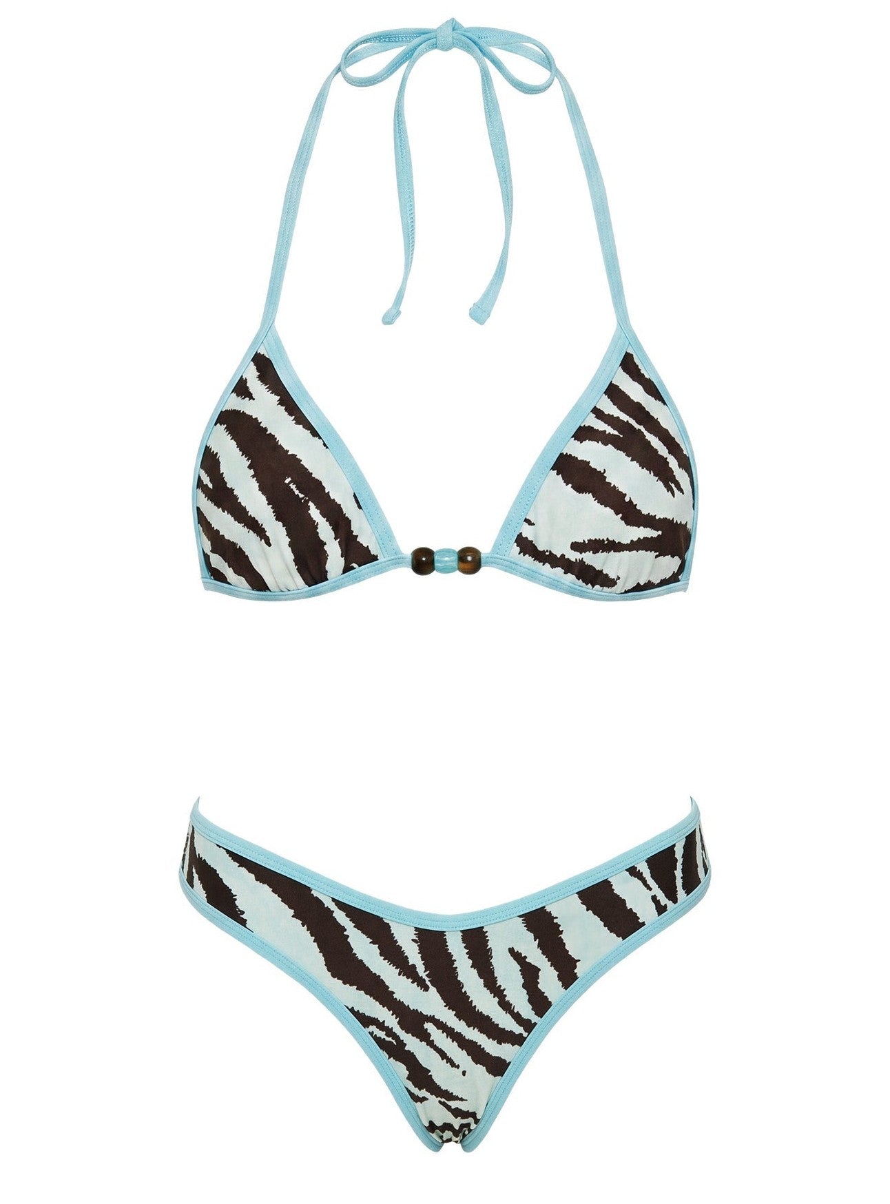 High Side Cheeky Bikini Bottoms Zebra / Blue