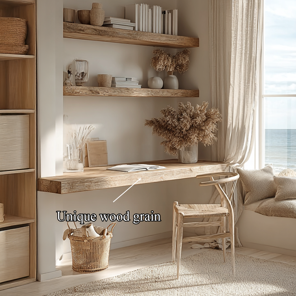 Wall Mounted Desk, Modern Mid Century Floating Desk for Living Room