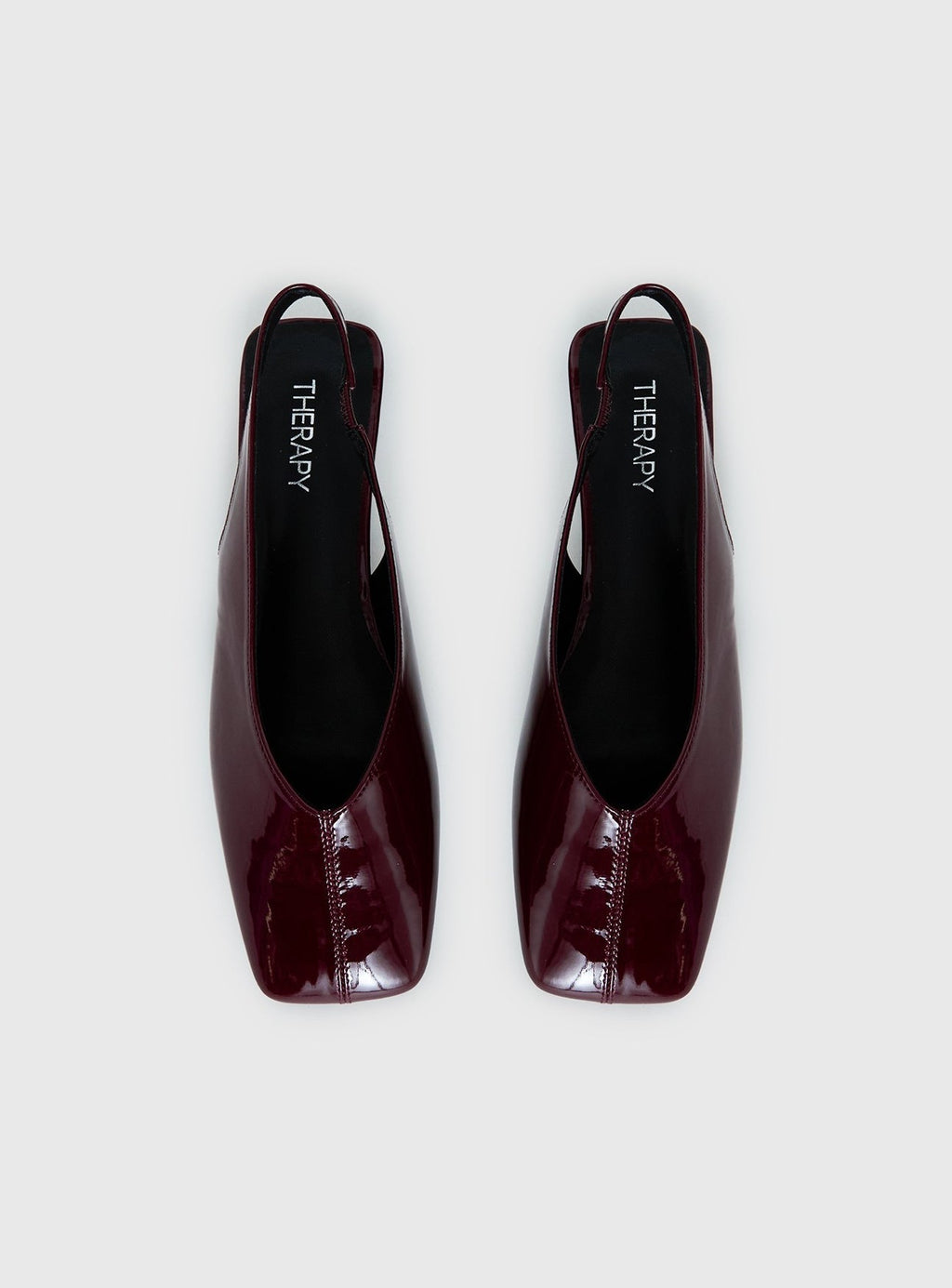 Patent Square Toe Flats Red