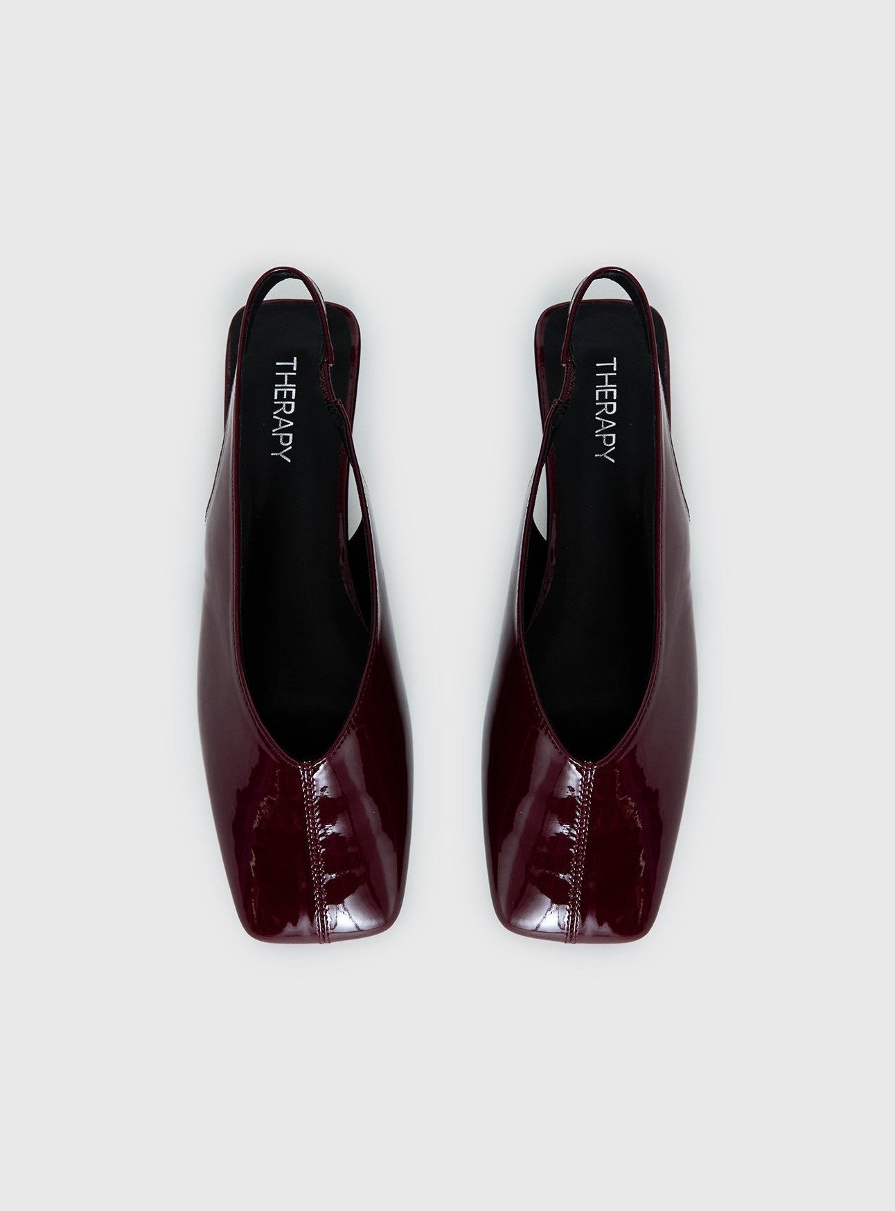 Patent Square Toe Flats Red