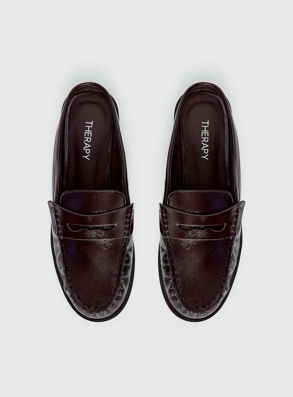 Faux Leather Slip On Loafers Cherry