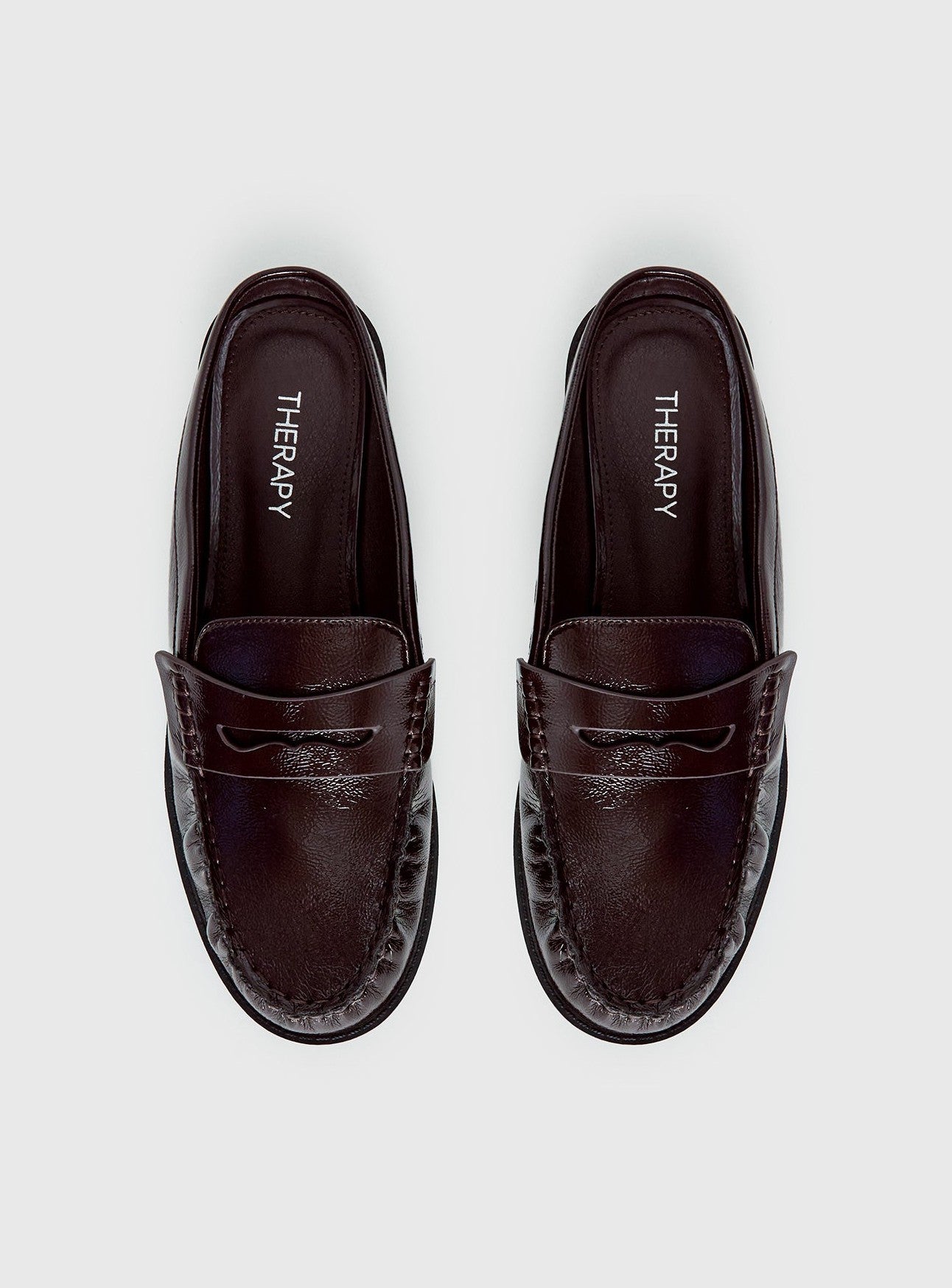 Faux Leather Slip On Loafers Cherry