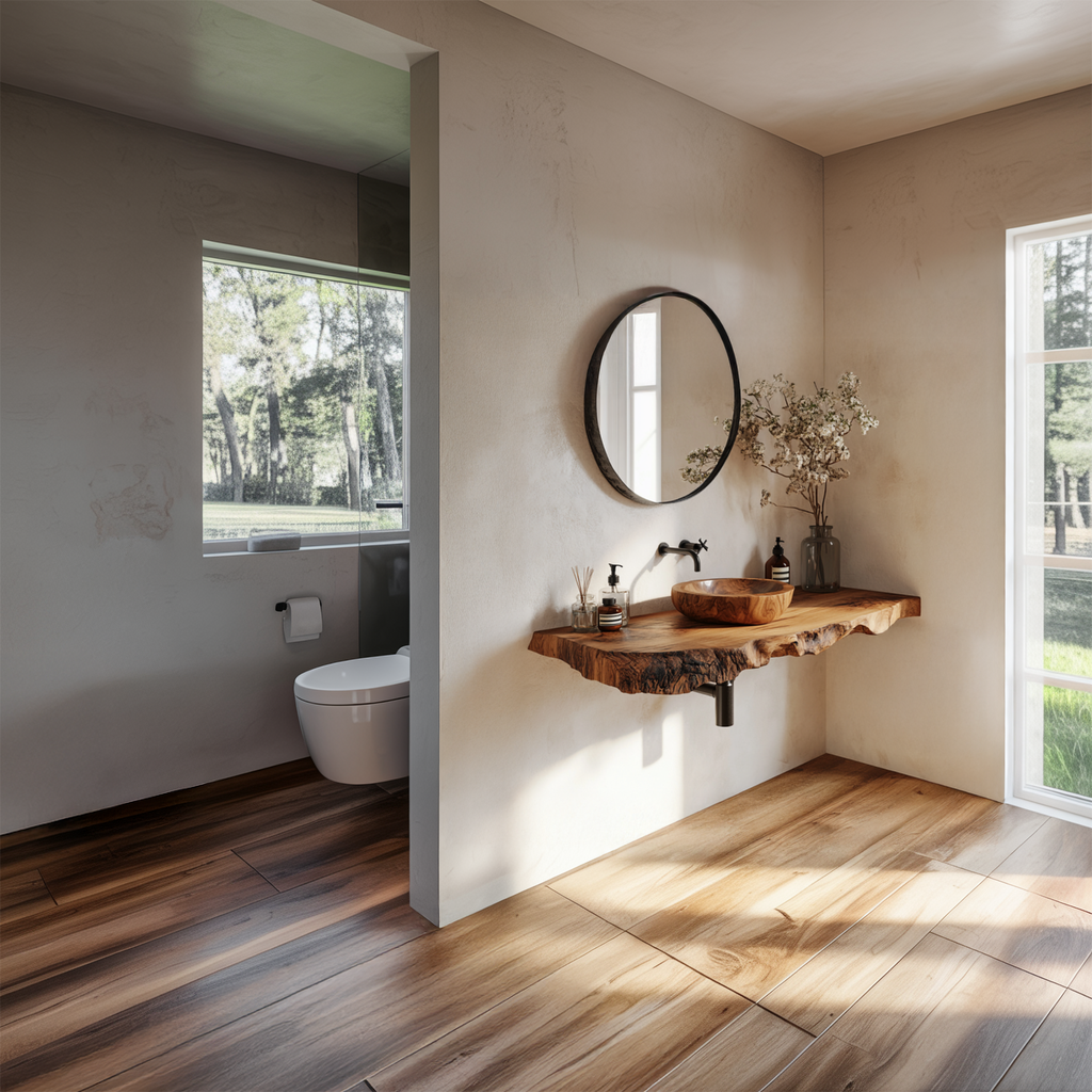 Live Edge Bathroom Vanity, Organic Modern Solid Wood Basin Stand