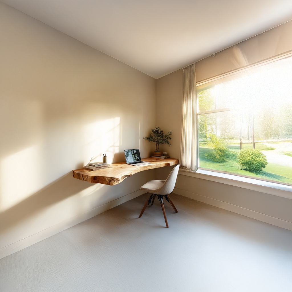 Floating Desk, Mid Century Live Edge Wall Desk for Living Room