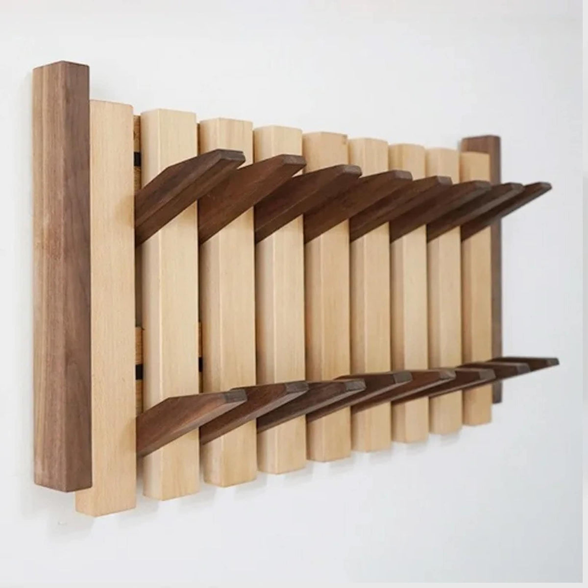 Piano Coat Rack Wall Mount, Solid Wood Entryway Hooks for Music Lovers