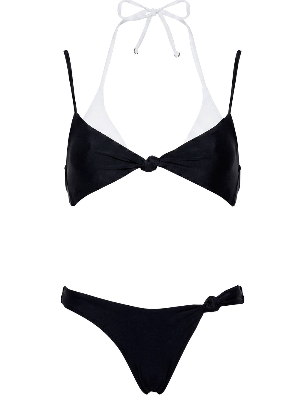 Layered Halter Bikini Top Black / White