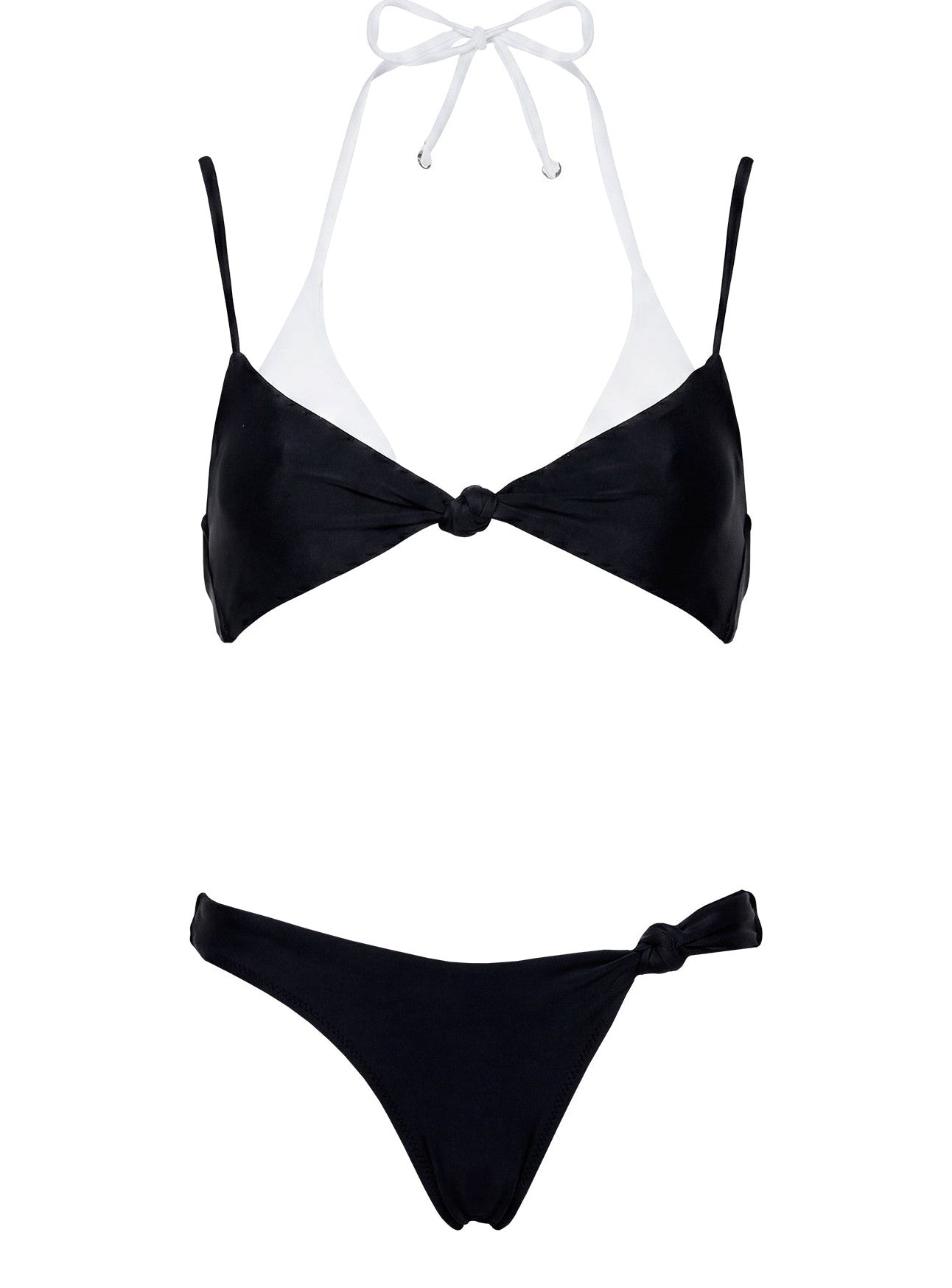 Layered Halter Bikini Top Black / White