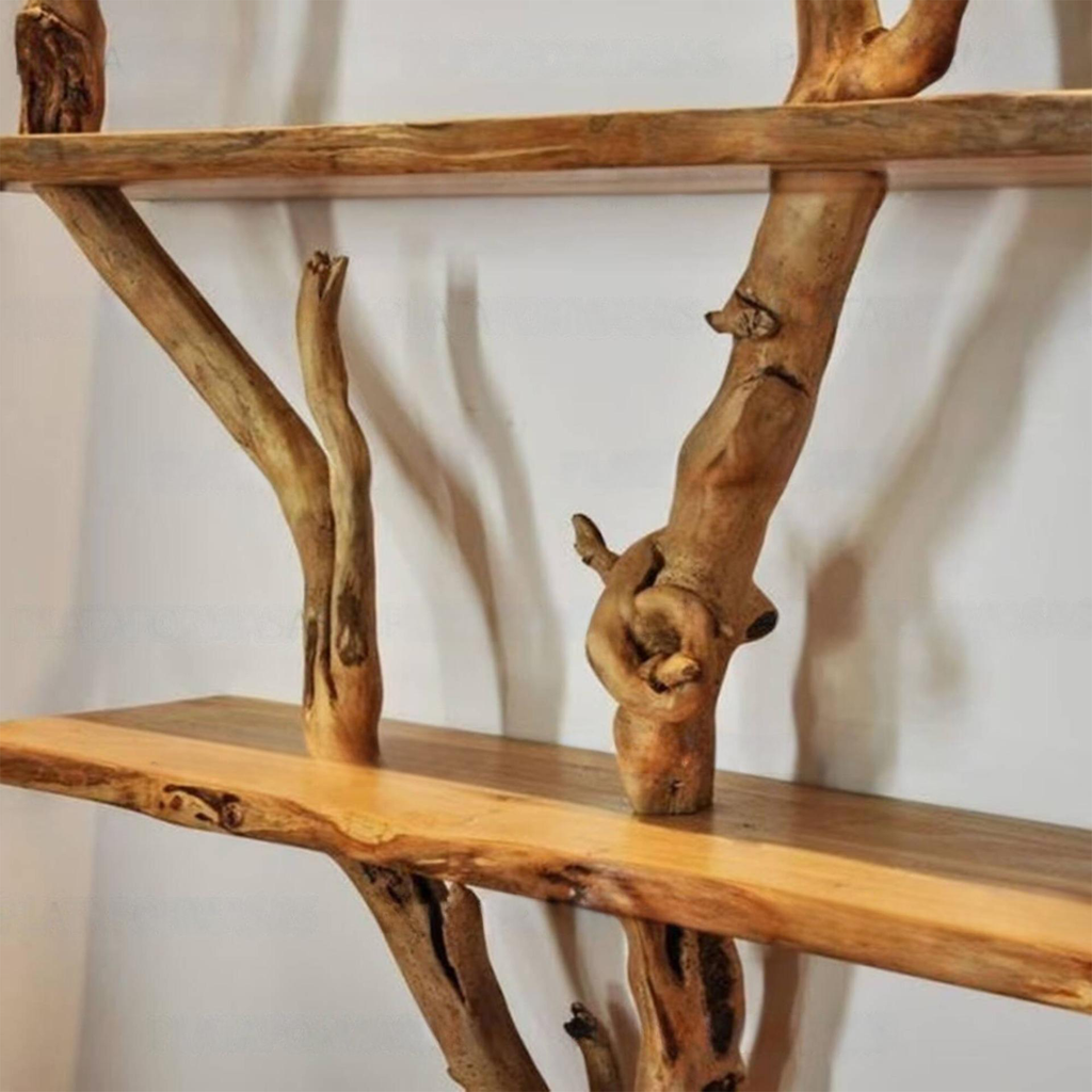 Wild Mulberry Tree Bookshelf Artistic Solid Wood Living Room Shelving