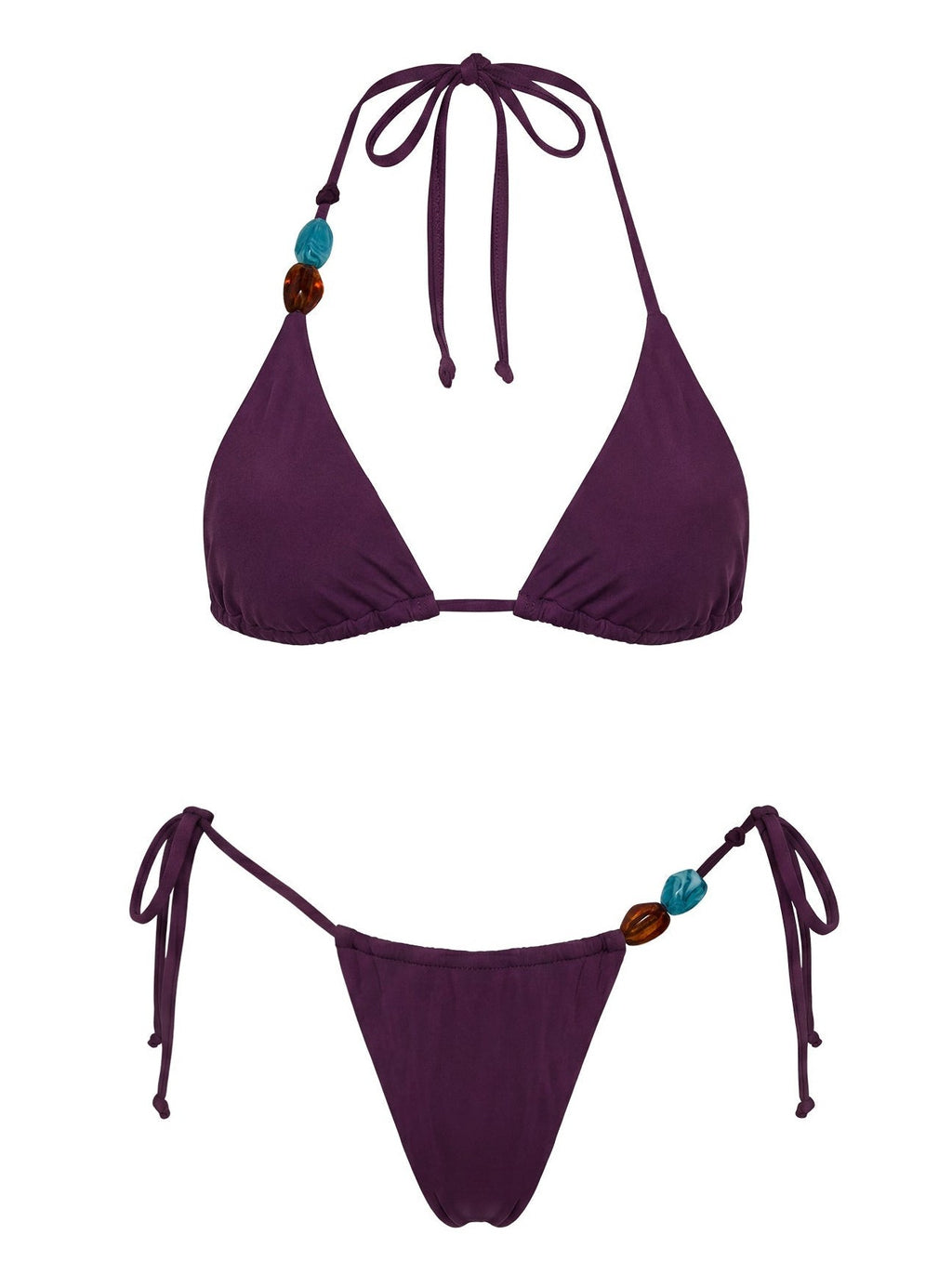 Beaded Triangle Bikini Top Purple