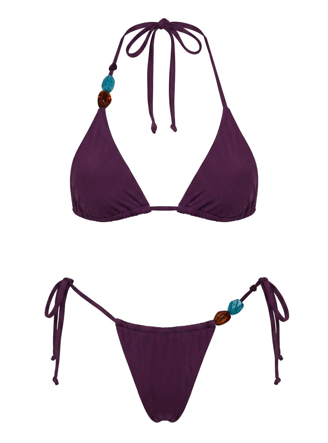 Beaded Triangle Bikini Top Purple